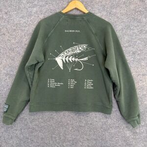 Reese Cooper Outdoor Supply Sweatshirt Womens Small Salmon Fly Relaxed RCI Terry